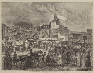 Het Plein van de Bazaar, Tiflis door Grigori Grigorevich Gagarin