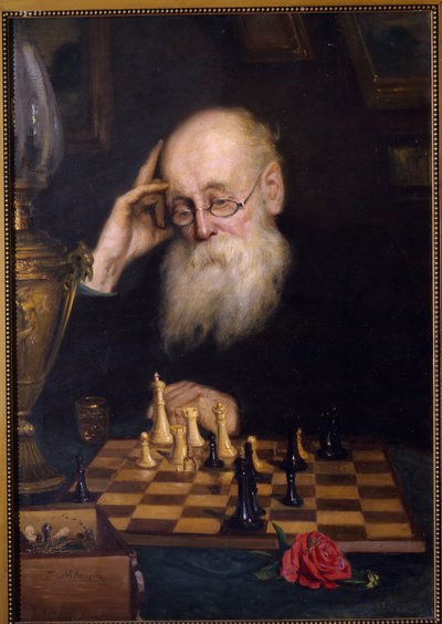 Schaken met zichzelf door Grigori Grigoryevich Myasoedov