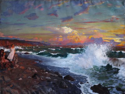 Zonsondergang. Zeekust, begin 20e eeuw door Grigori Mikhailovich Bobrovsky