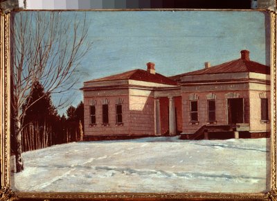 Uitzicht op het landhuis van Milyukov in Ostrovski door Grigori Vasilievich Soroka