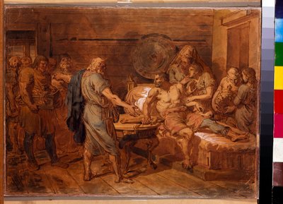 De oproep van Kuzma Minin (overleden in 1616) aan prins Dmitri Pozharsky (1577-1642) - Werk van Grigori Ivanovich Ugryumov (1764-1823), aquarel en wit op papier, circa 1800 door Grigoriy Ivanovich Ugryumov