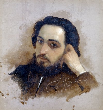 Portret van Vsevolod Mikhailovitch Garchine, Russische schrijver door Grigoriy Myasoyedov
