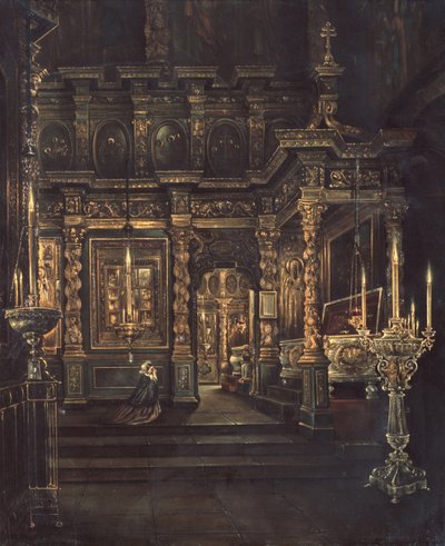 In de Kathedraal van de Tenhemelopneming van de Heilige Maagd in Rostov, 1862 door Grigory Vasilievich Yurov
