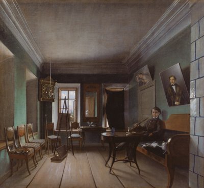 Interieur van Bykovs Huis, 1850s door Grigory Vasilievich Yurov