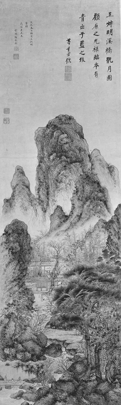 Genieten van de Maan: Landschap in de Stijl van Wang Meng door Gu Yide