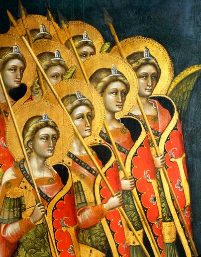 Gewapende engelenband, door Guariento (actief 1338-1367 of 1370) (detail) door Guariento di Arpo
