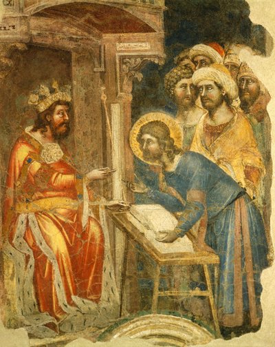 Verhalen van Jozef en zijn broers, door Ridolfo Guariento of Guariento van Arpo (actief van 1338 tot 1370), fresco, Galileïsche Academie van Wetenschap, Literatuur en Kunst, voorheen Patavina, Padua, Italië door Guariento di Arpo
