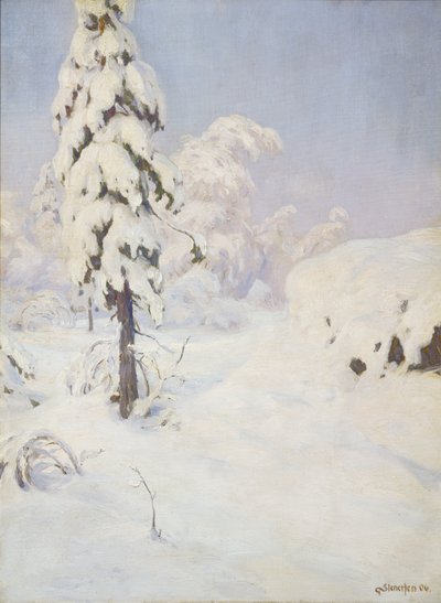 Winter in het bos door Gudmund Stenersen