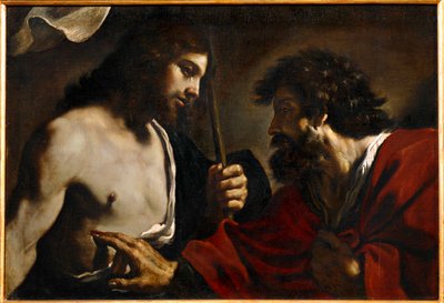 Twijfelende Thomas ... (schilderij op doek) door Guercino (1591-1666)