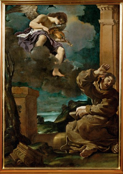 Extase van Franciscus van Assissi ... (schilderij op doek) door Guercino (1591-1666)