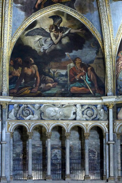 Fresco met de annunciatie aan de herders door Guercino (1591-1666)