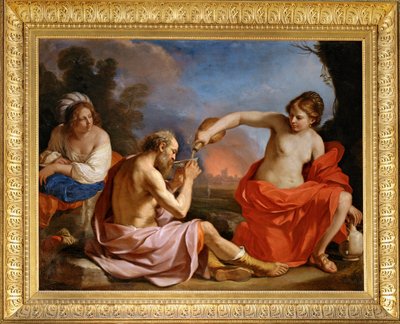Loth et ses filles - Loth en zijn dochters ... door Guercino (1591-1666)