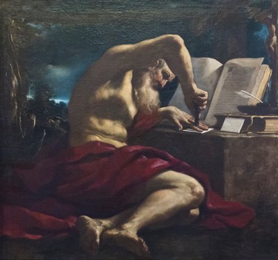 Sint Lucas, Guercino en atelier door Guercino (1591 1666)