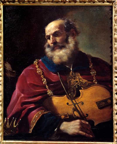 Koning David (spelend op de viool) door Guercino