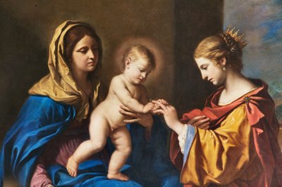 Mystieke bruiloft van Sint-Catharina (detail) door Guercino