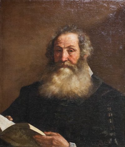 Portret van een oude man met een boek door Guercino (1591 1666)