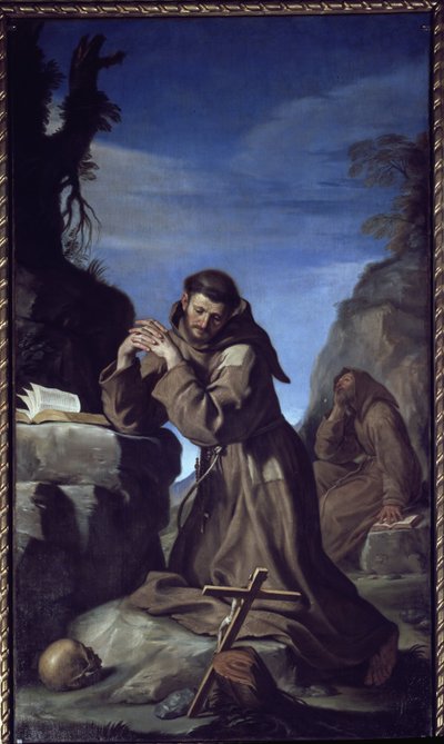 Sint Franciscus Aanbiddend het Kruis door Guercino