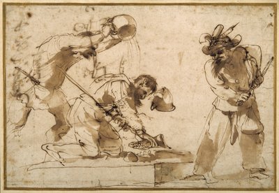 Satirisch onderwerp met personages uit de Commedia dell