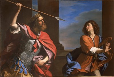 Saul valt David aan door Guercino