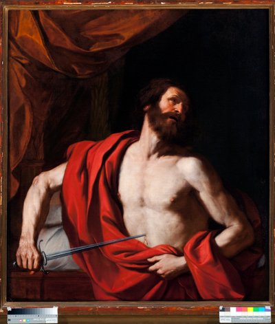 De zelfmoord van Cato de Jongere (95-46 v.Chr.) Romeins politicus door Guercino