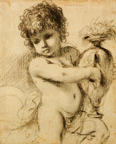 Een putto met een vaas door Guercino