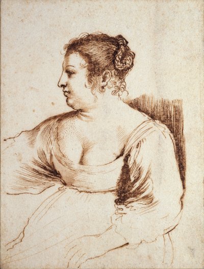 Een zittende vrouw door Guercino