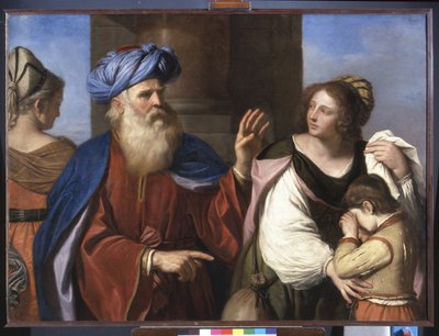 Abraham verstoot Hagar en Ismaël door Guercino