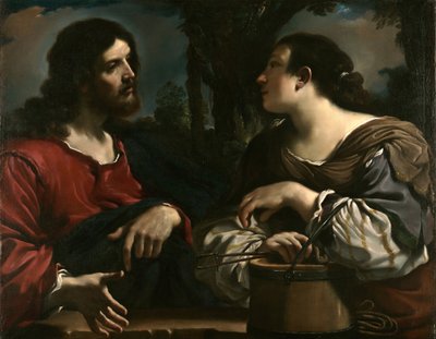 Christus en de Samaritaanse vrouw bij de Jacobsbron door Guercino