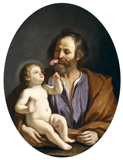 Guercino - Sint Jozef met het Christuskind, c.1637 door Guercino