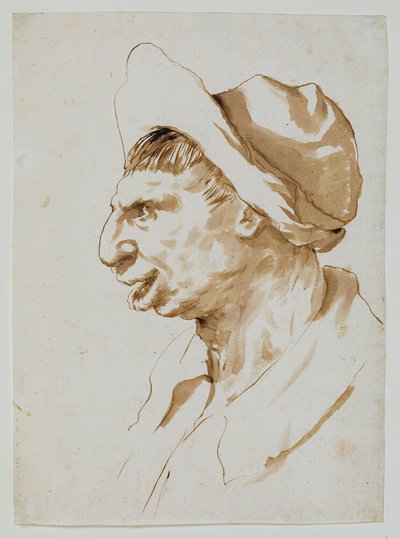 Boerenhoofd in profiel naar links door Guercino