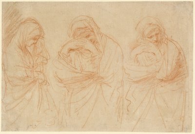 Madonna rouwend: Studies voor de graflegging van Christus door Guercino