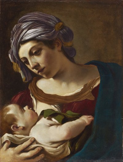 Madonna en Kind door Guercino