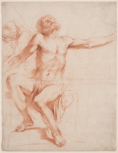 Zittende mannelijke figuur, ca. 1618-19 door Guercino