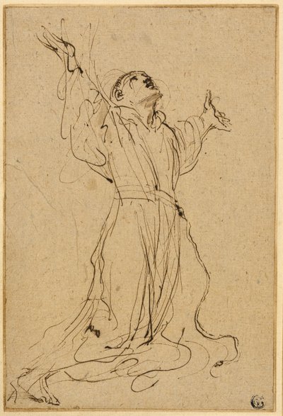 Studie voor Sint Franciscus die de stigmata ontvangt door Guercino