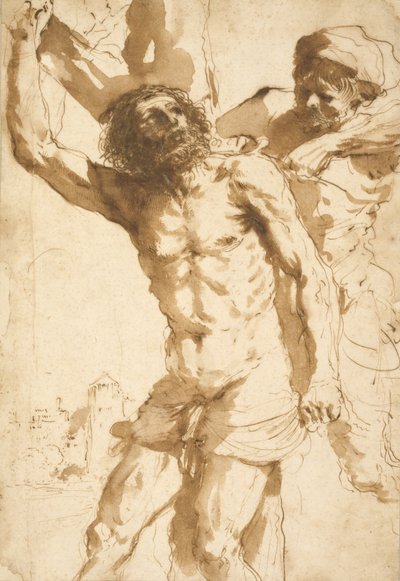 Studie voor De Marteldood van Sint Bartholomeus door Guercino