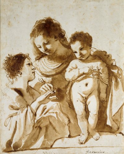 Het Mystieke Huwelijk van Sint Catharina, 1618-1619 door Guercino