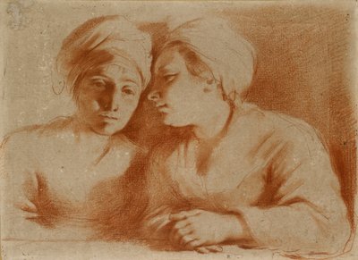 Twee zittende vrouwen door Guercino