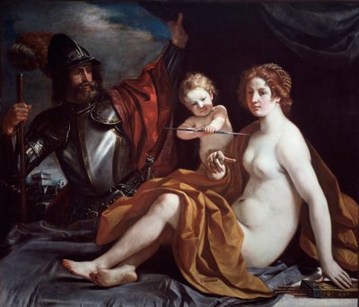 Venus, Mars en Liefde door Guercino