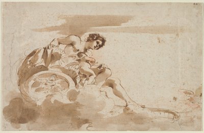 Venus en Cupido in een Wagen, 1615-1617 door Guercino