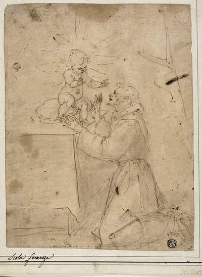 Sint Antonius van Padua Aanbiddend het Christuskind door Guglielmo Caccia