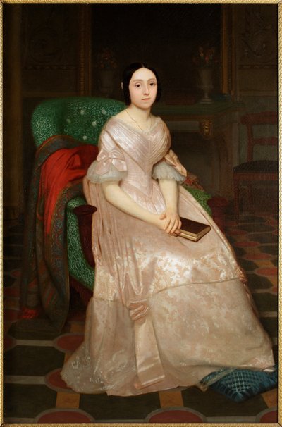 Portret van de markiezin Emilia Negrone Centurione, Genesis edel schilderij door Giuseppe Frascheri (1809-1886) door Guglielmo Castoldi