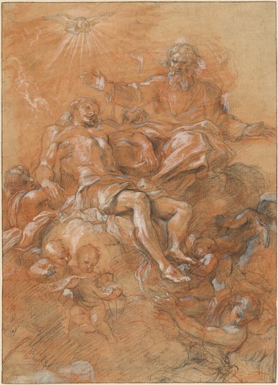 God de Vader en de Heilige Geest ontvangen het lichaam van Christus door Guglielmo Cortese
