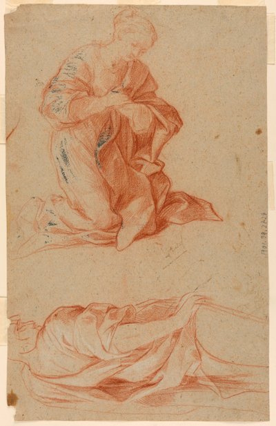 Studies van de Maagd Maria en een staande man door Gugliemo Cortese
