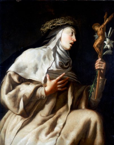 St. Teresa van Avila voor het kruis door Guido Cagnacci