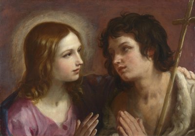 Christus omhelst Johannes de Doper, ca. 1640 door Guido Reni