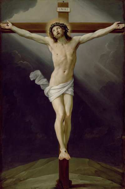 Christus aan het kruis (olieverf op doek) door Guido Reni