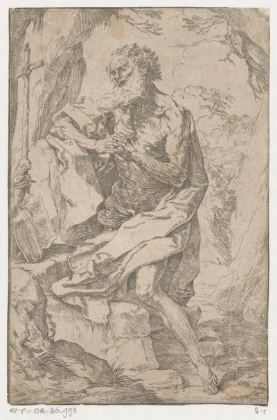 De heilige Hieronymus in de wildernis door Guido Reni