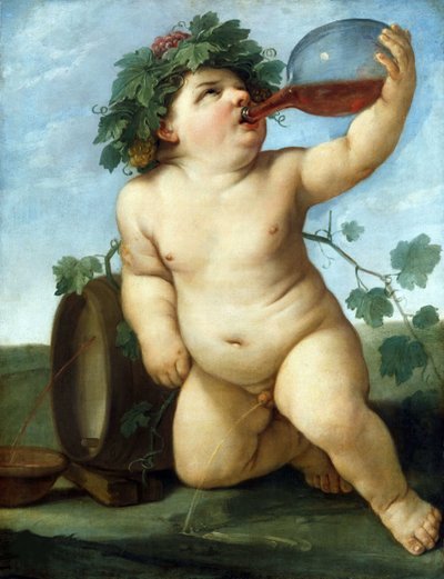 Drinkende Bacchus jongen, ca. 1623 door Guido Reni