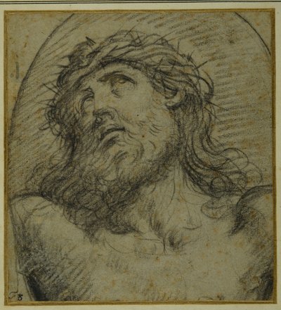 Hoofd en schouders van de levende gekruisigde Christus door Guido Reni