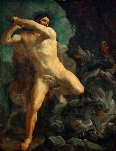 Hercules die de Hydra van Lerna doodt door Guido Reni